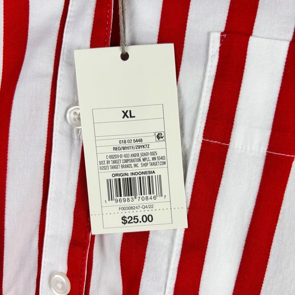 NWT A New Day Womens Red White Stripe Button Down Shirt XL Long Sleeve Casual - Picture 3 of 10